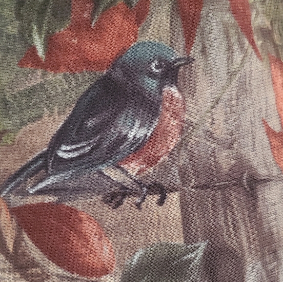 SAVE THE QUEEN long sleeve mixed fabric button down blouse, size L, colorful - Picture 6 of 11